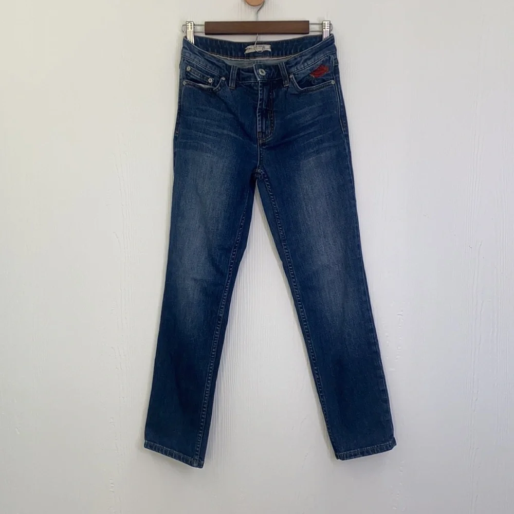Free People - Four Seasons Embroidered Floral Dark Denim Jeans Size 26